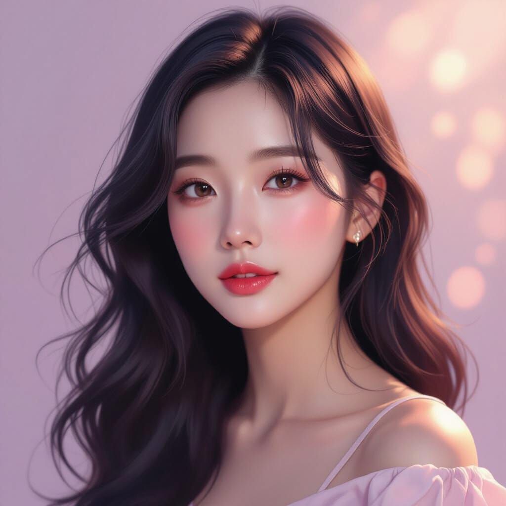 Hyperrealistic Korean Woman Portrait in Pastel Tones