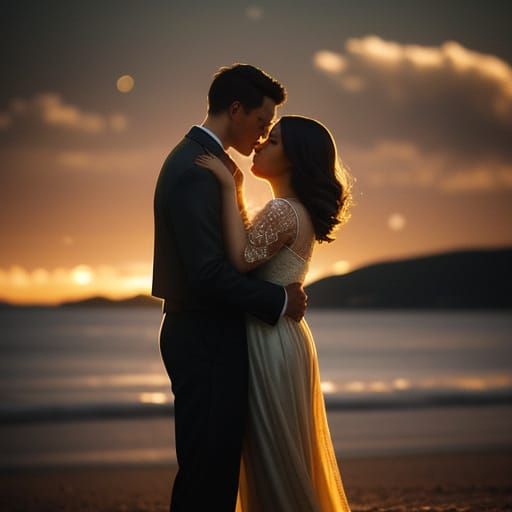 Romantic Couple Embrace in Cinematic Photography