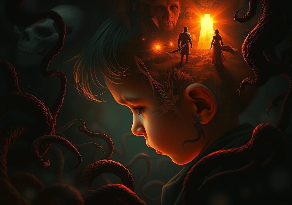 Child's Fearful Mind: A Surreal Digital Portrait