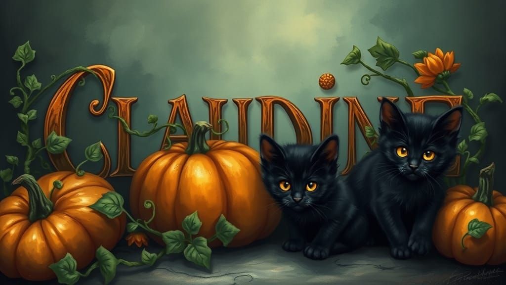 Elegant Script Name with Halloween Elements