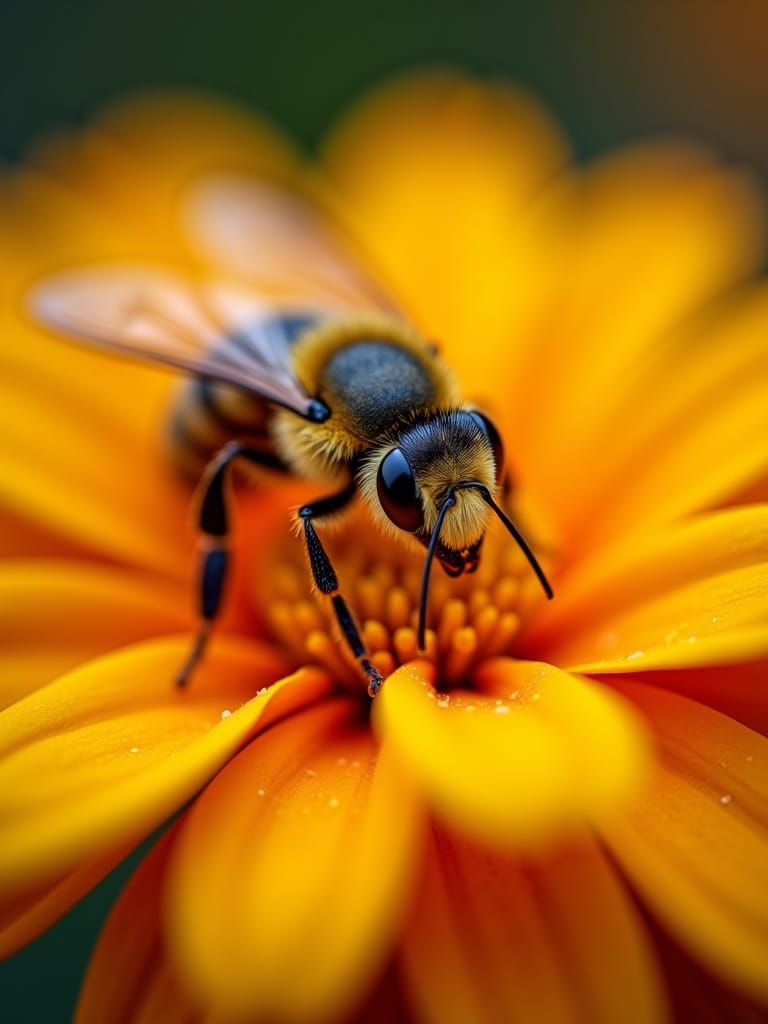 Bee on orange flower