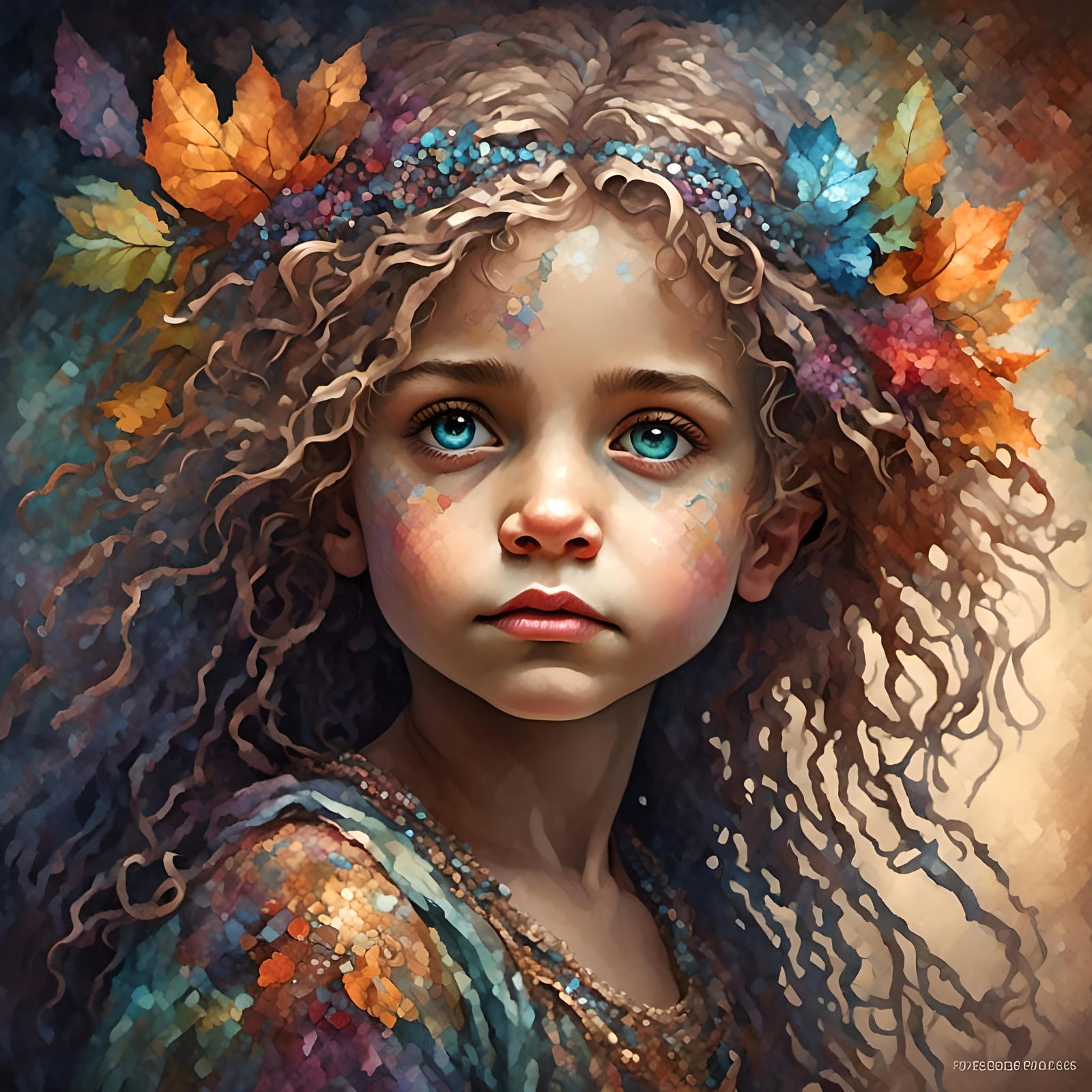 Detailed Cherub Portrait in Art Nouveau Style