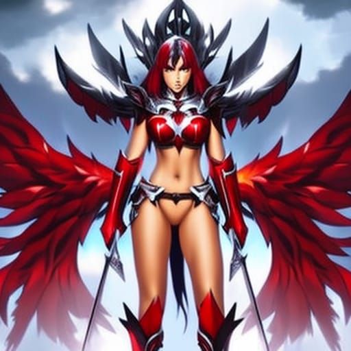 Crimson Angel in Silver Armor Walks Through Hell