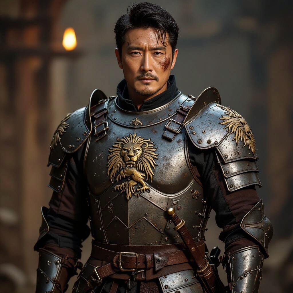 Medieval Warrior in Brigandine Armor, Gritty Art Style