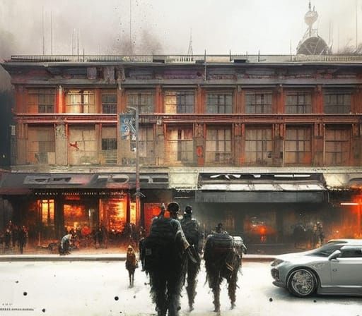 Detailed Photorealistic Noir Cityscape in Deep Colors
