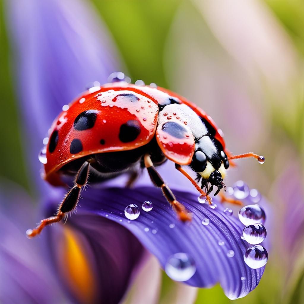 Ladybug on Iris: Macro Photography Masterpiece