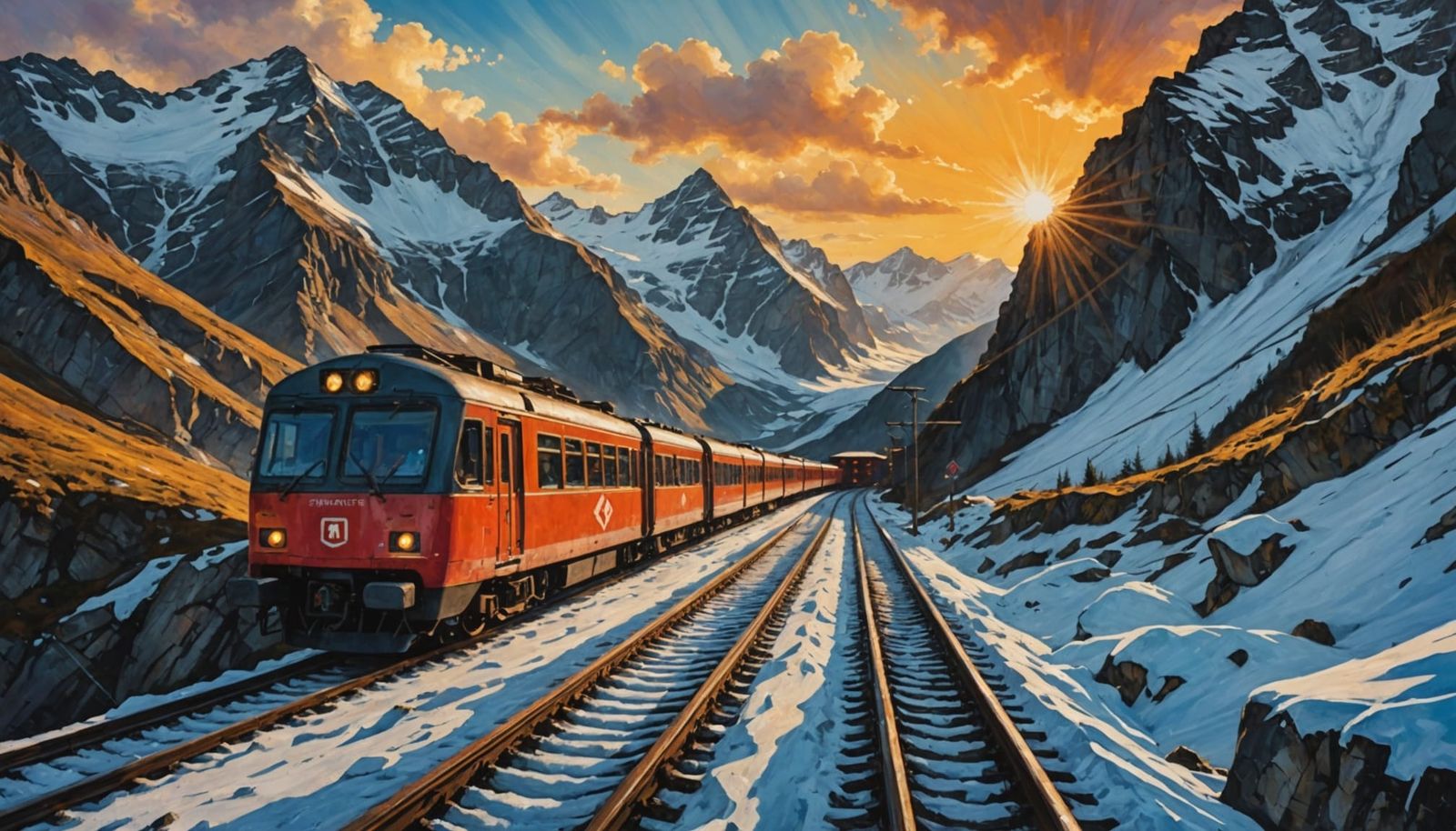 Breathtaking Sunset on a Rustic Swiss Railway