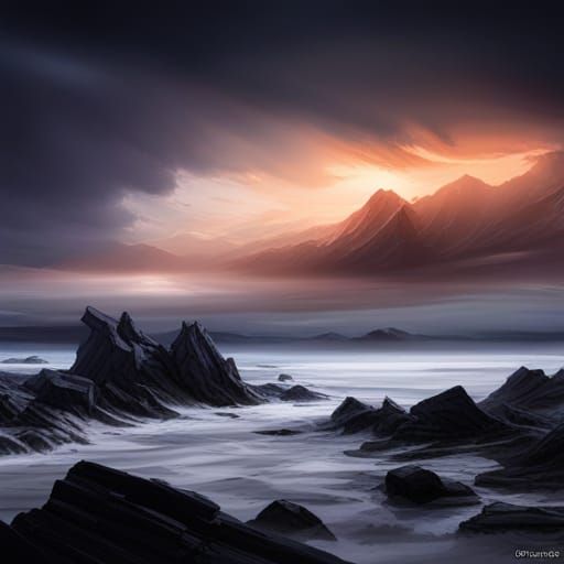 Dark Fantasy Clouds over the Horizon