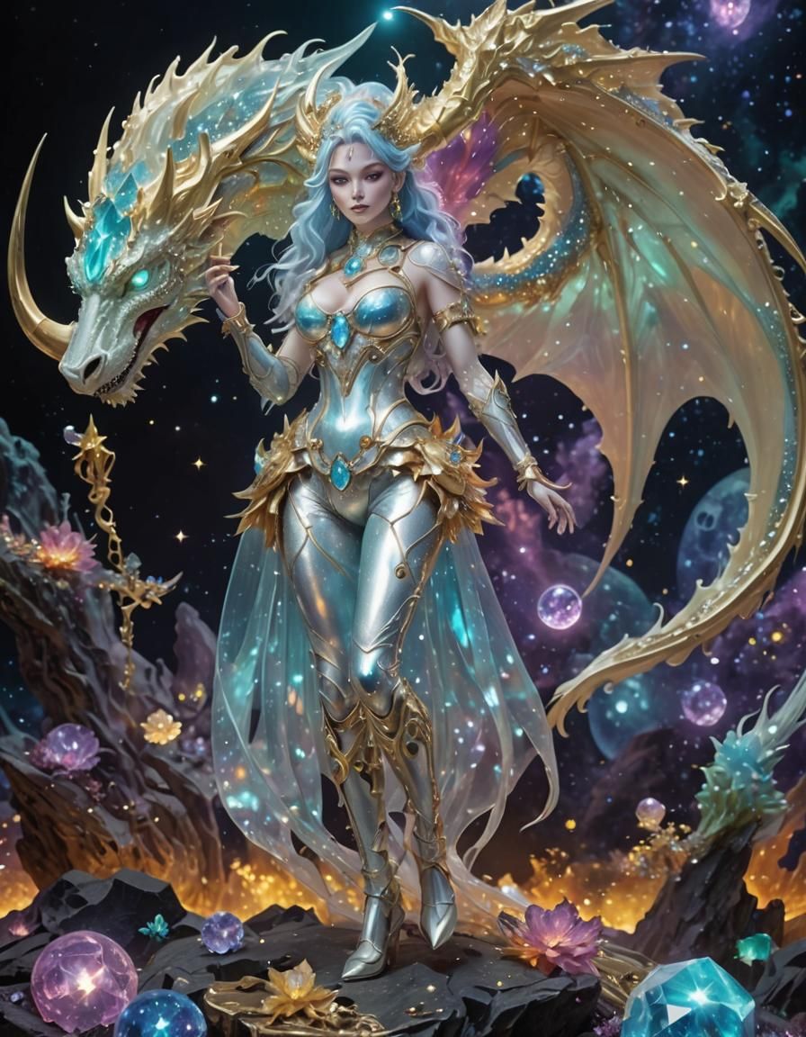 Robotic Dragon Girl with Rainbow Slime Body