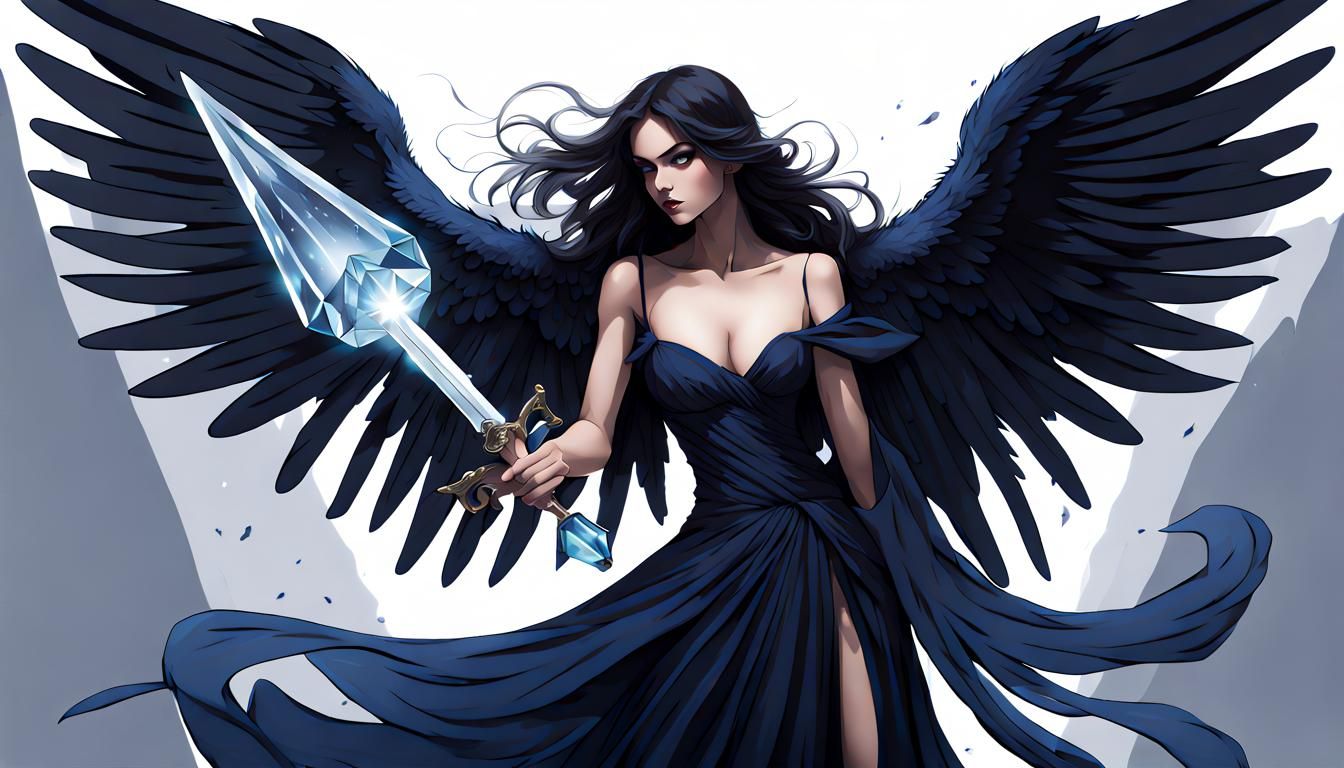 Fallen Angel Warrior with Crystal Swords