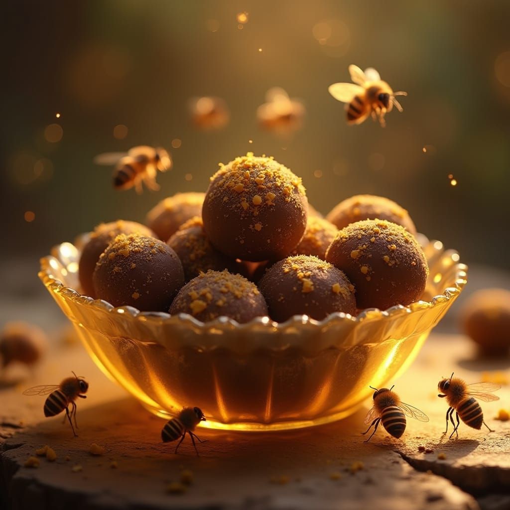 Surreal Honeyed Chocolate Truffles in a Glass Bowl
