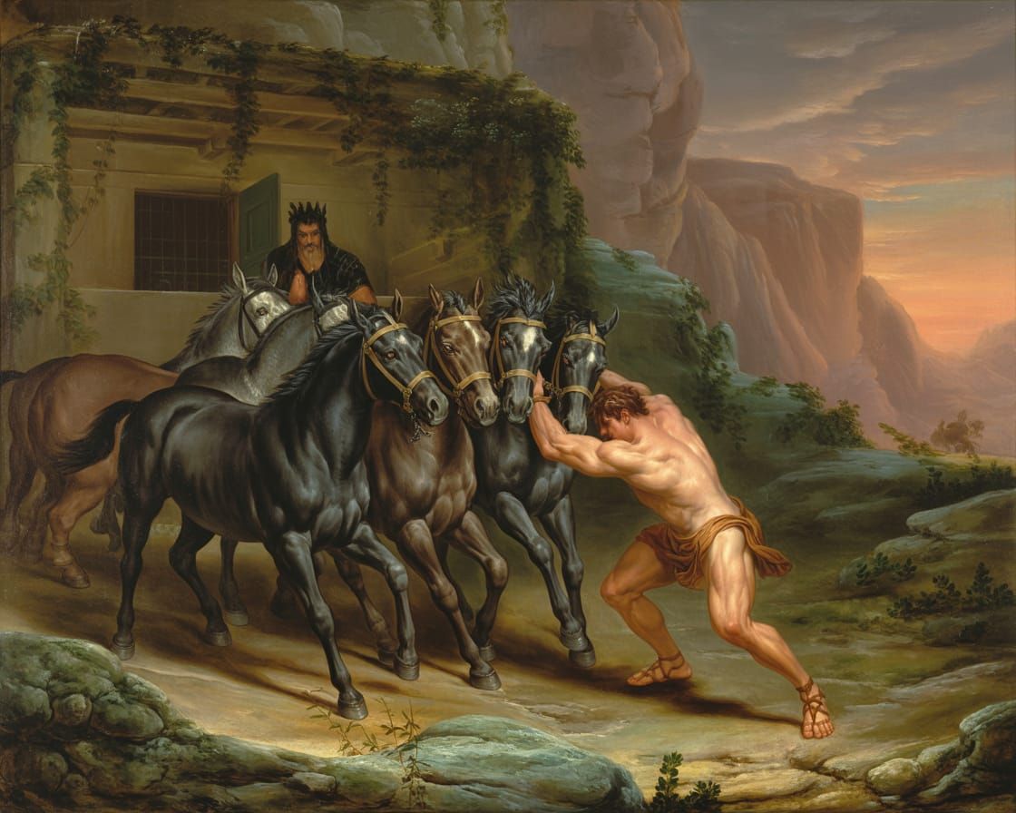 Hercules Steals Diomedes' Mares in Classical Painting