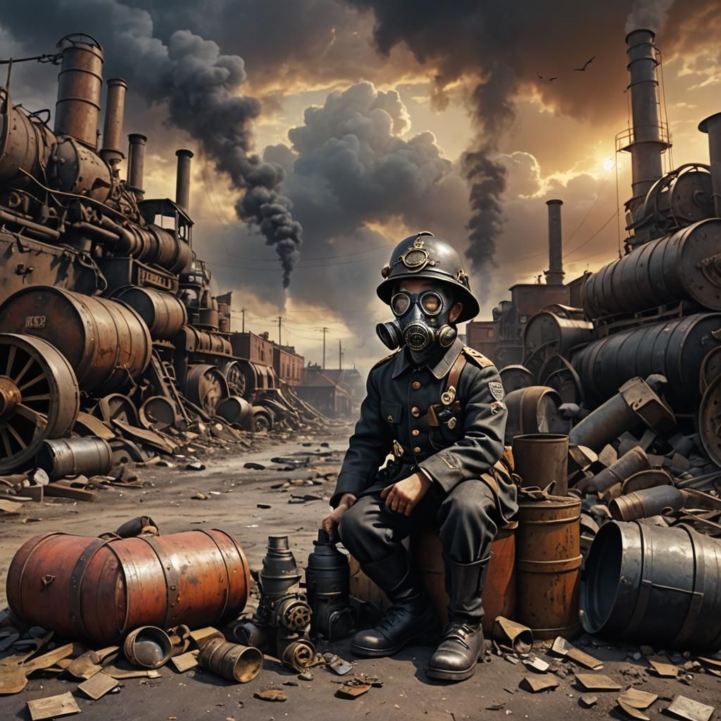 Dieselpunk World War II Wasteland Sunset