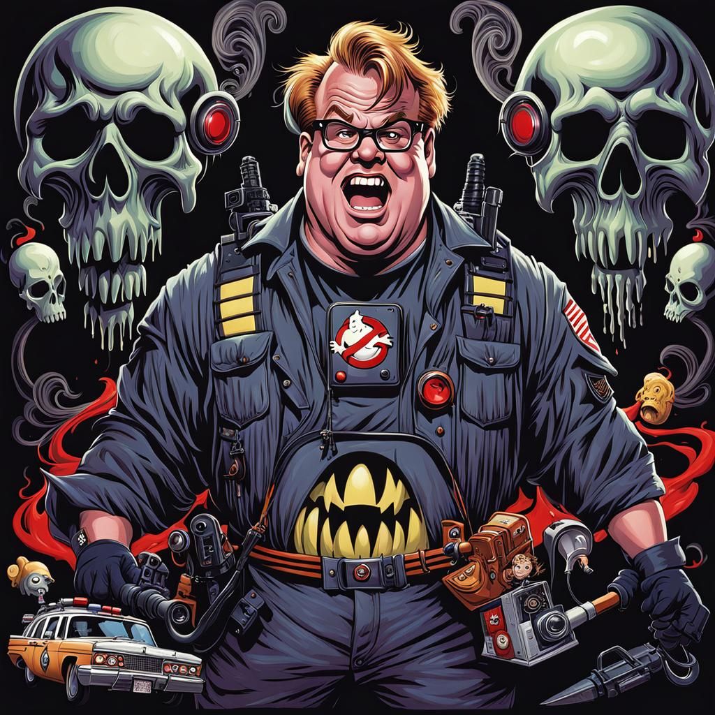 Chris Farley as Ghostbuster in Horror Art