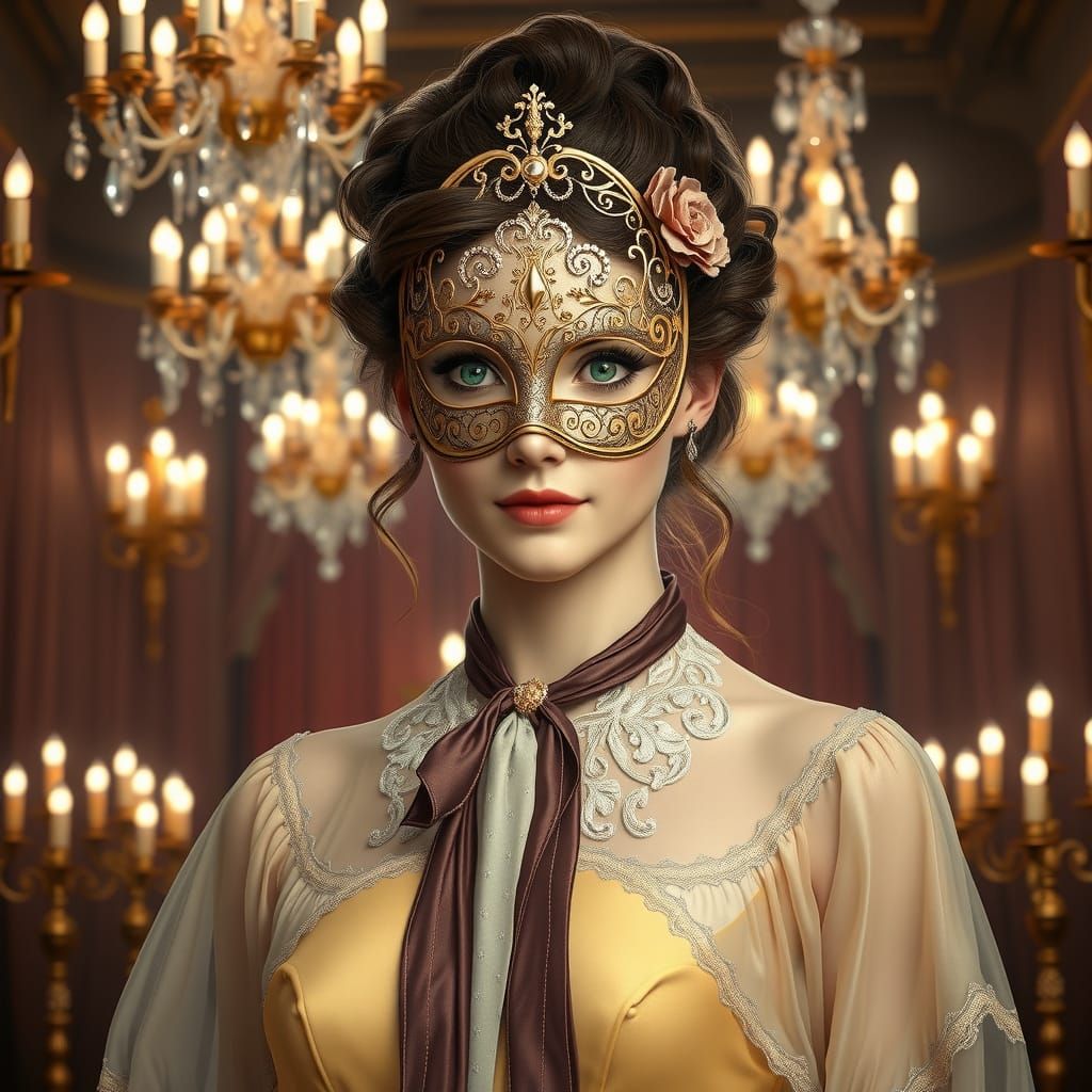 Elegant Winter Ballroom Goddess in Art Nouveau Style