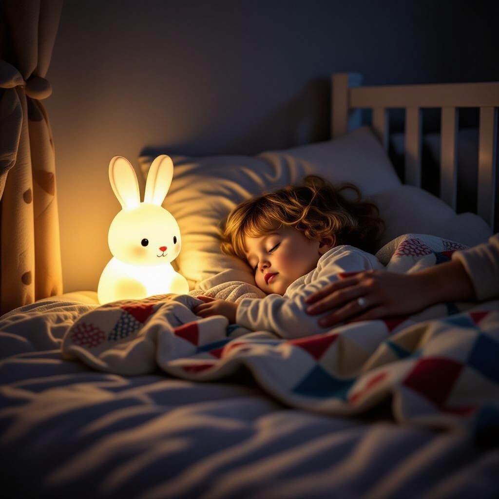 Tender Nursery Scene With Bunny Nightlight