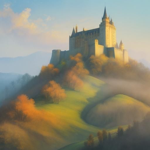 Majestic Castle in Spain: Watercolor Painting