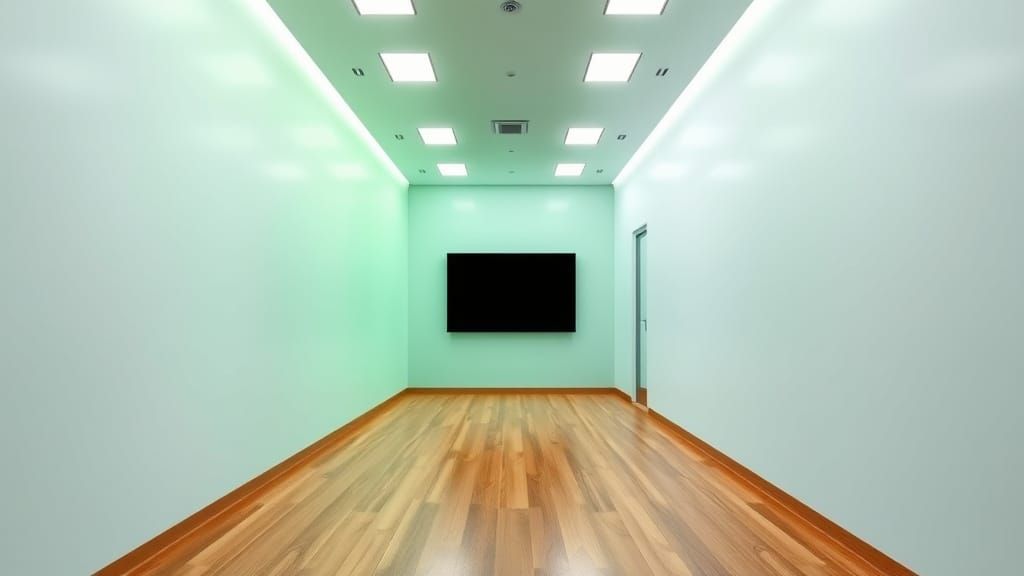 Sleek Futuristic Television Studio Hallway with Modern Aesth...