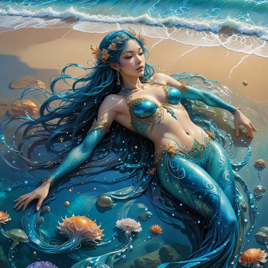 Water Nymph Goddess in a Dreamlike Galactic Setting