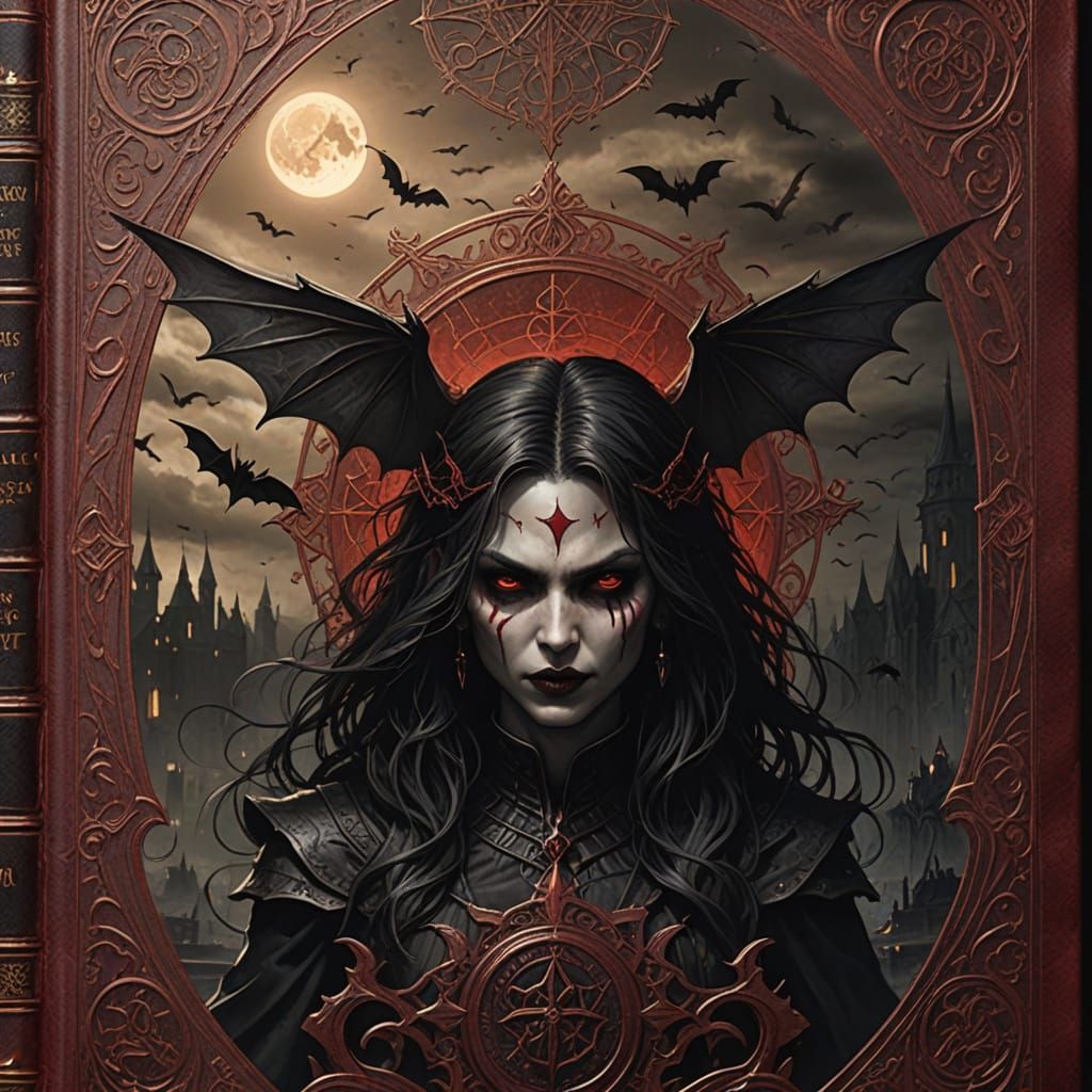 Gothic Horror Vampires in Ancient Leather-Bound Book