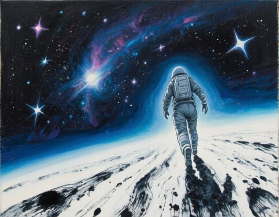 Sci-Fi Journey Through the Stars: Oil Painting