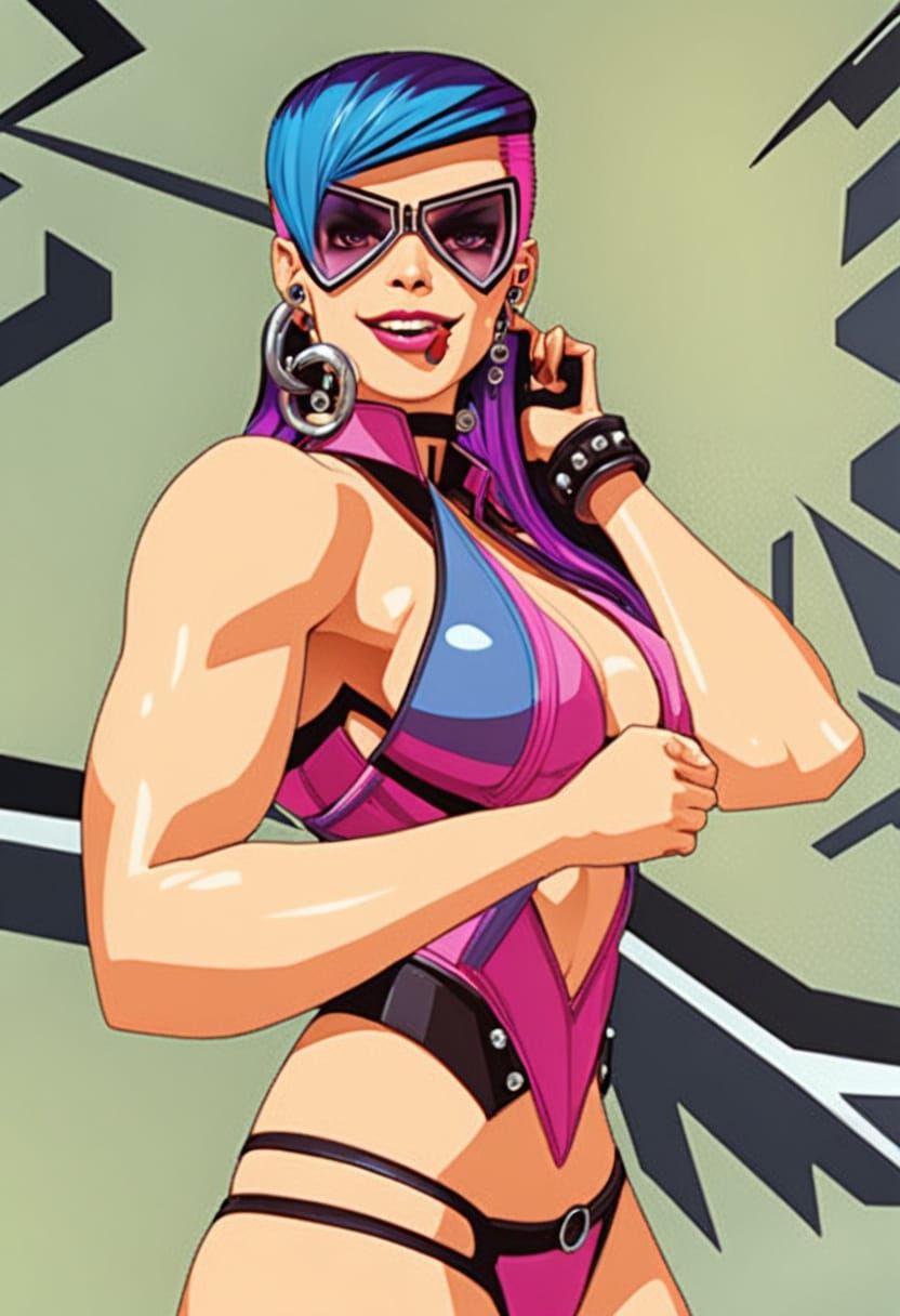 Anime Portrait of a Gothic Rockstar Bodybuilder