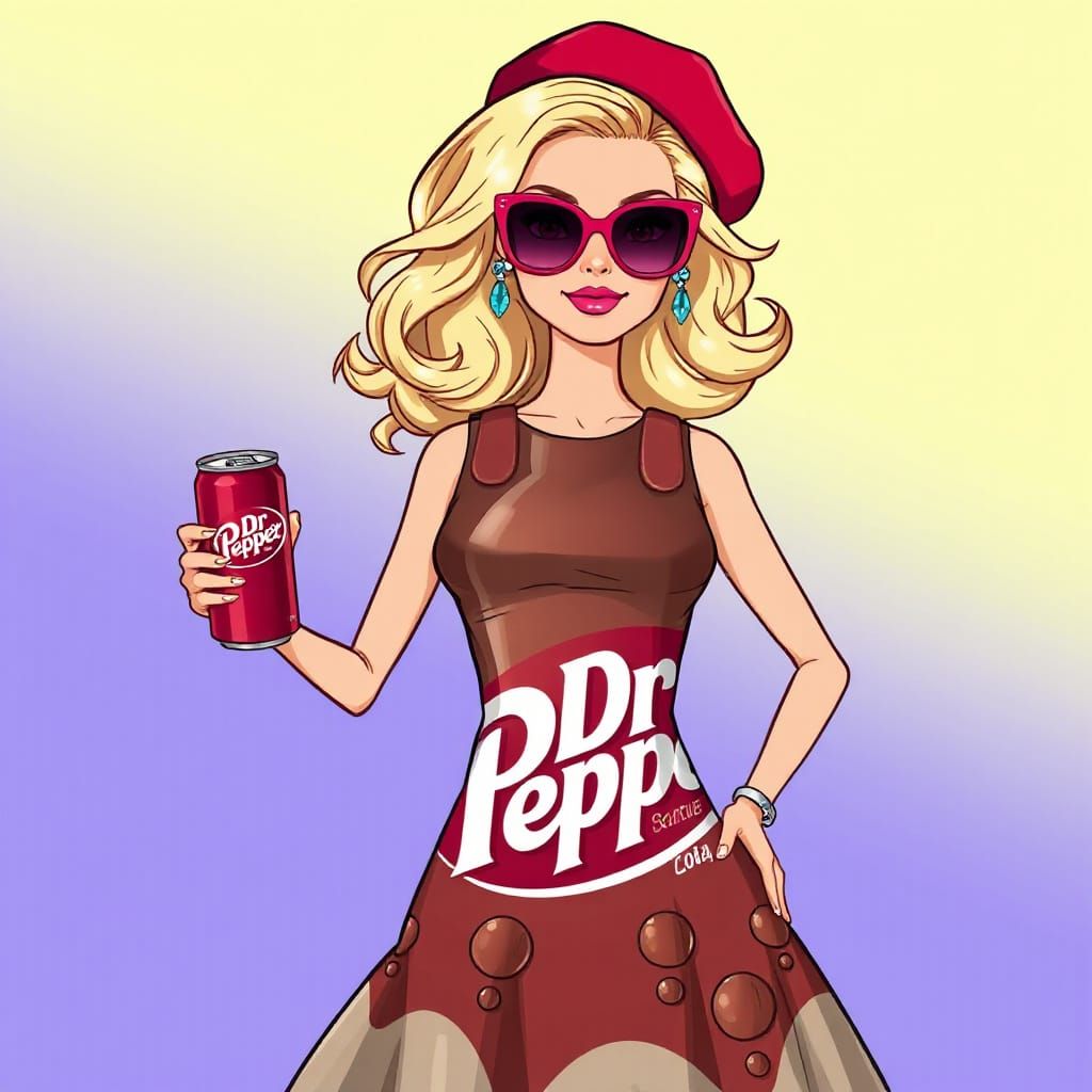 Barbie Doll in Dr Pepper Fashion Illustration