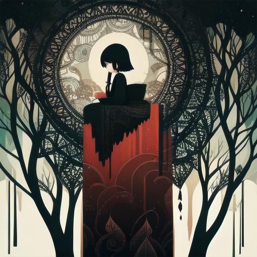 Melancholic Girl Lost in Thought: Surreal Art