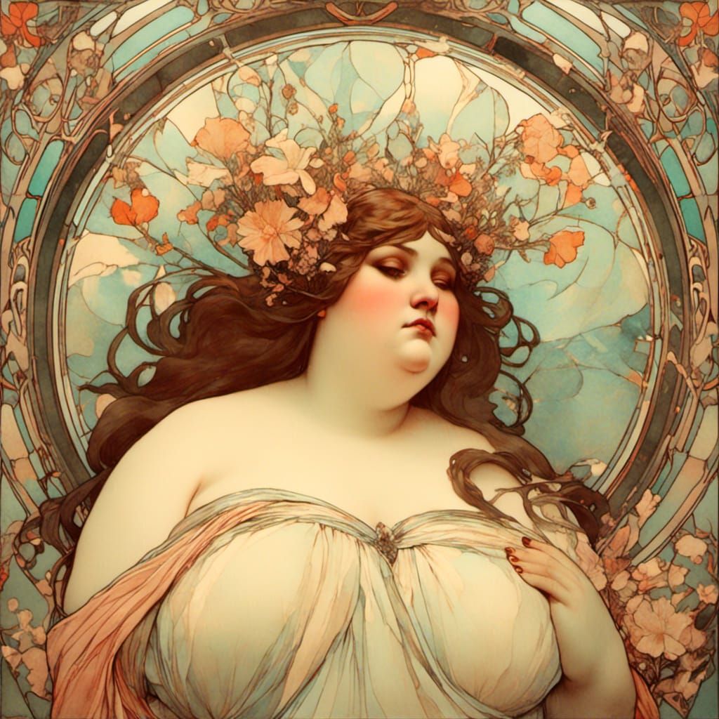Alphonse Mucha curvy girl