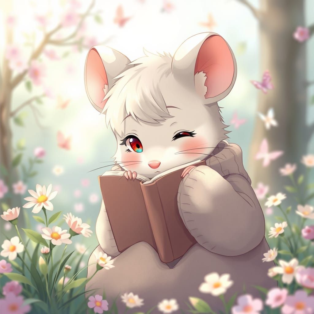 Shy Mouse Girl in Dreamy Anime Style