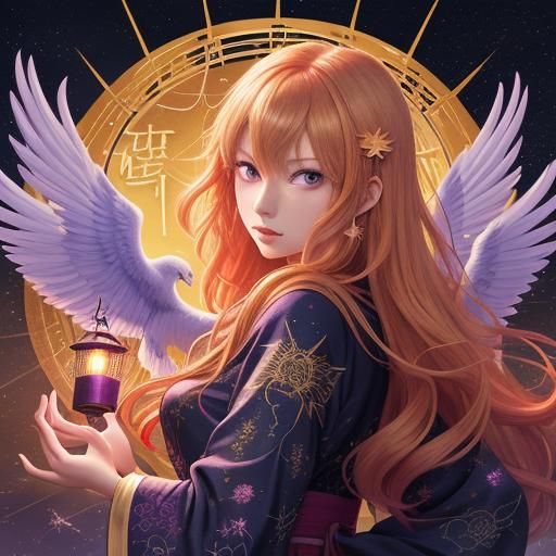 Taylor Swift as Phoenix Tarot Reader in Anime Style