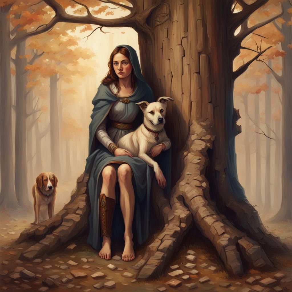 Nude Druidess with Dog, Crusader Kings 2 Style