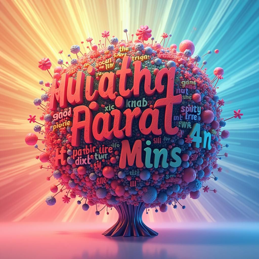 Abstract Word Cloud Sculpture in Animated Style