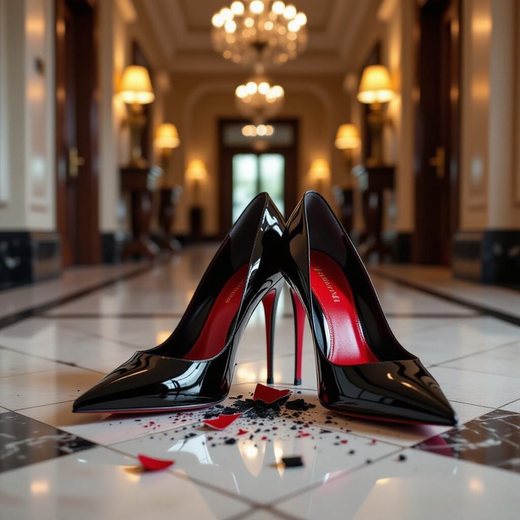 Broken Black Stilettos in Elegant Suite