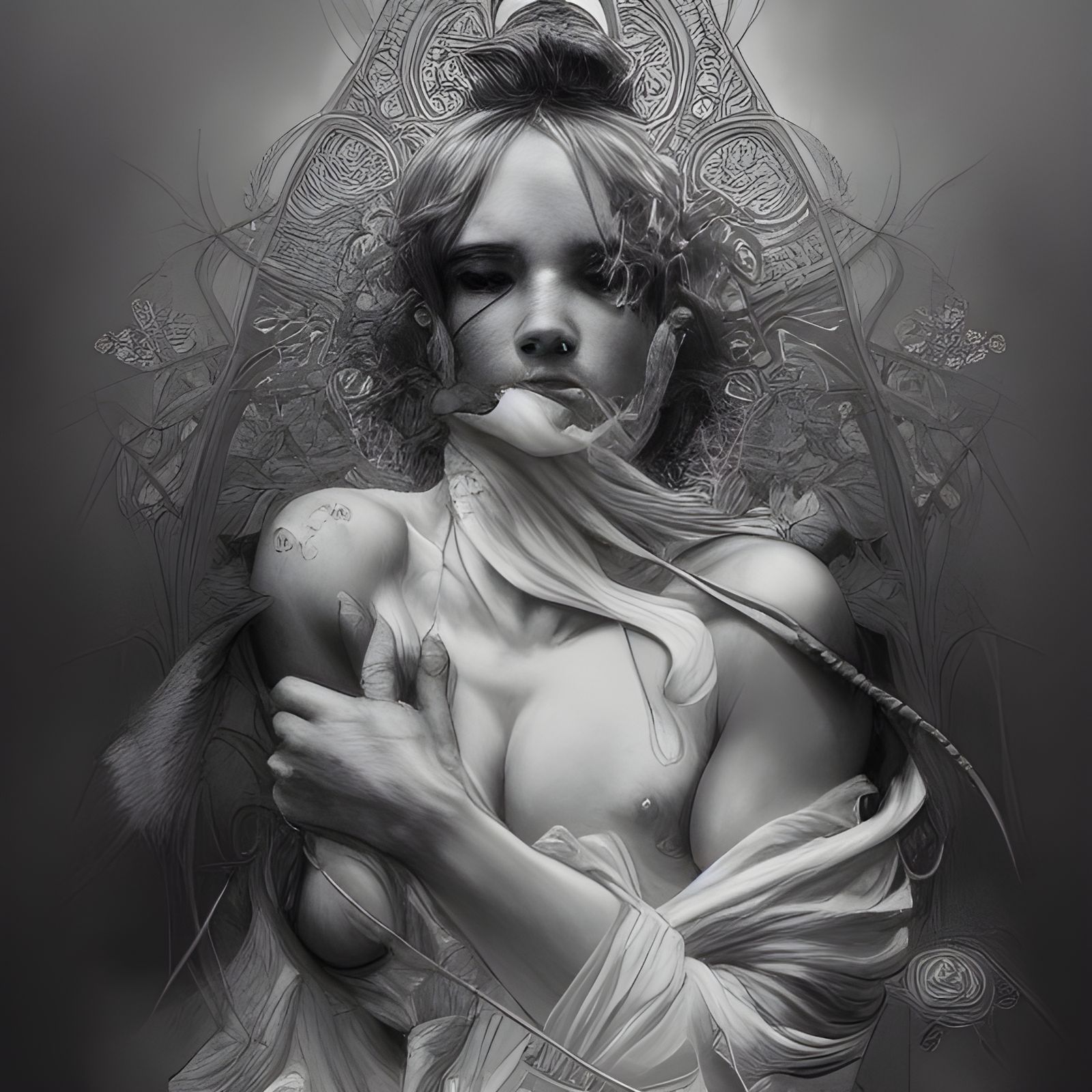 Hyperdetailed Line Art: God's Hand in Black and White