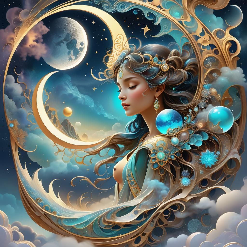 Astral Moon Goddess in Ethereal Fantasy Style