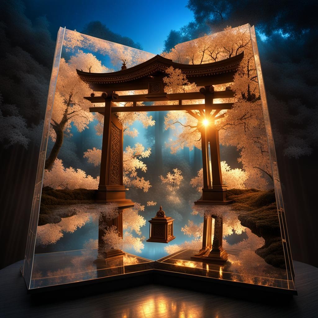 Ethereal Holographic Pop-Up Book in Zen Garden