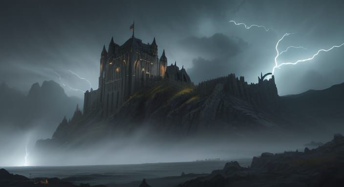 Blonde Elf Warrior Hurls Firebolts in Dark Fantasy Style