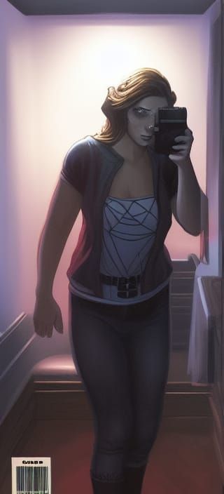 Man Taking Mirror Selfie: Comic Book Art