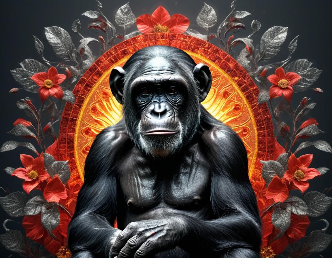 Ethereal Chimpanzee: Abstract Surreal Art in 8k
