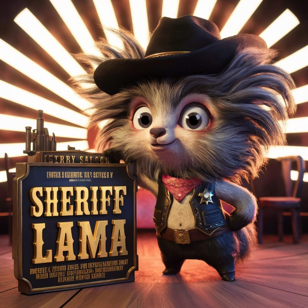 Sheriff Lama in Whimsical 3D Movie Poster