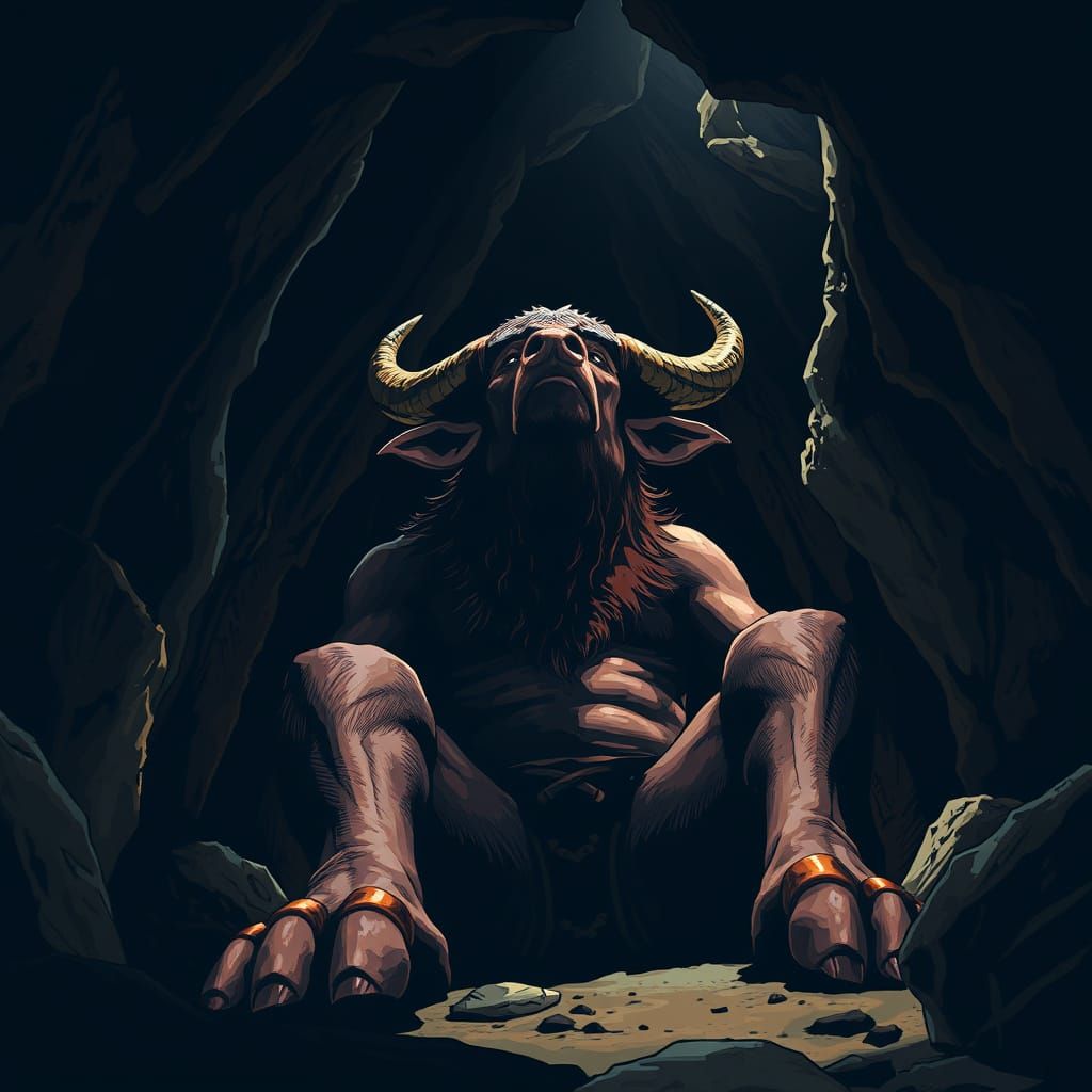 Minotaur in Despair: Low Angle Perspective