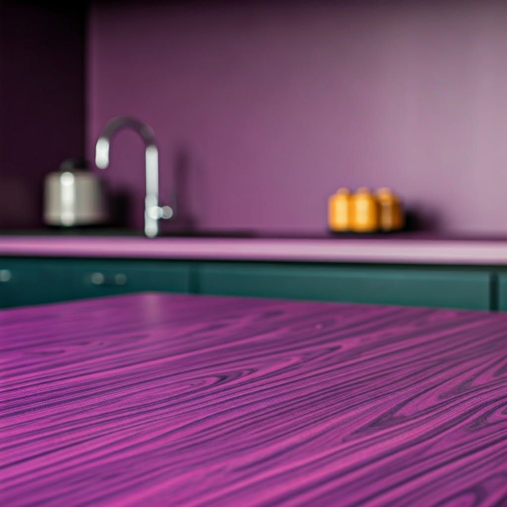 Retro-Futuristic Kitchen with Purple Countertop