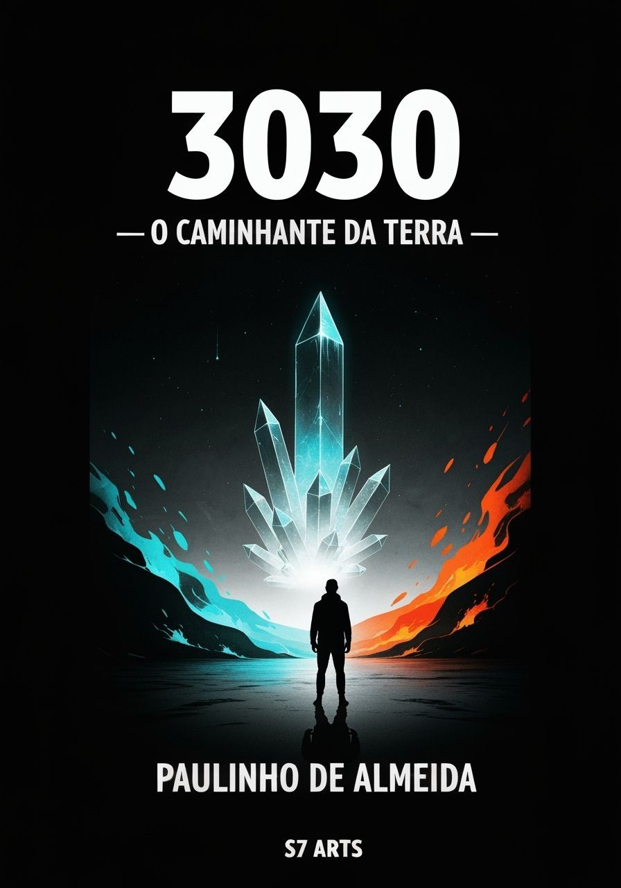 Dystopian Book Cover: Man Faces Glowing Crystal