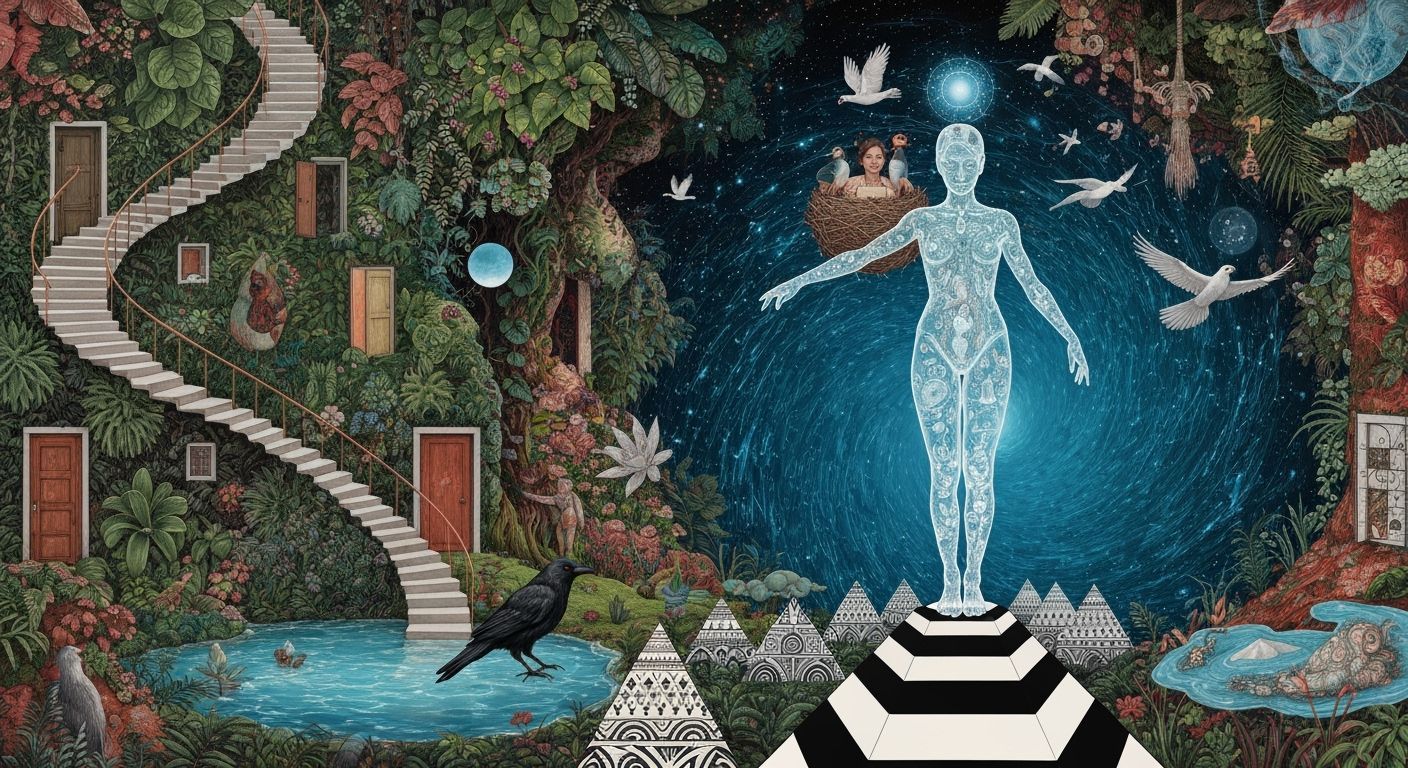 Bioluminescent Dancer in Earth-Moon Mindscape