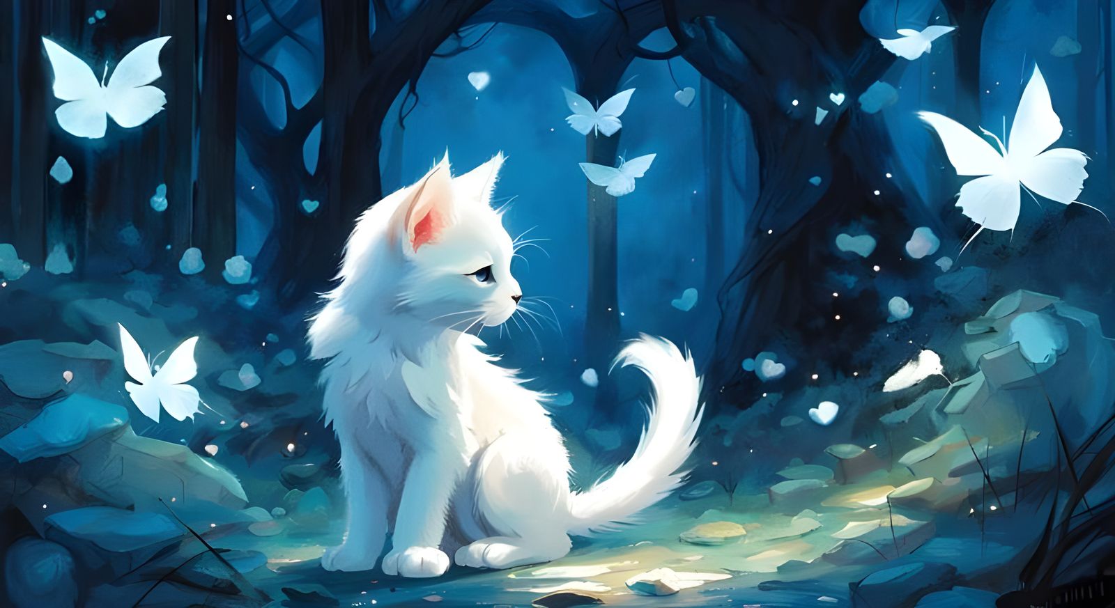 Cute Kitten as Prince of Hearts in Enchanted Forest