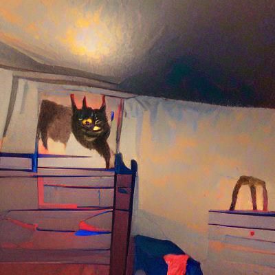 Surreal Cat Sleep Paralysis Demon