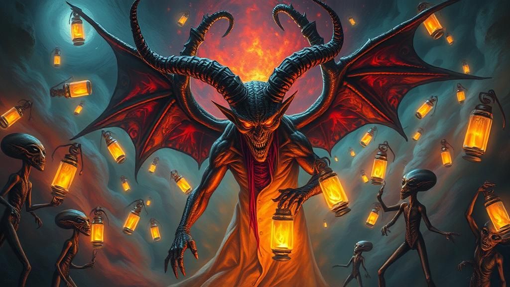 Demonic Threshold: A Magic Surrealism Scene