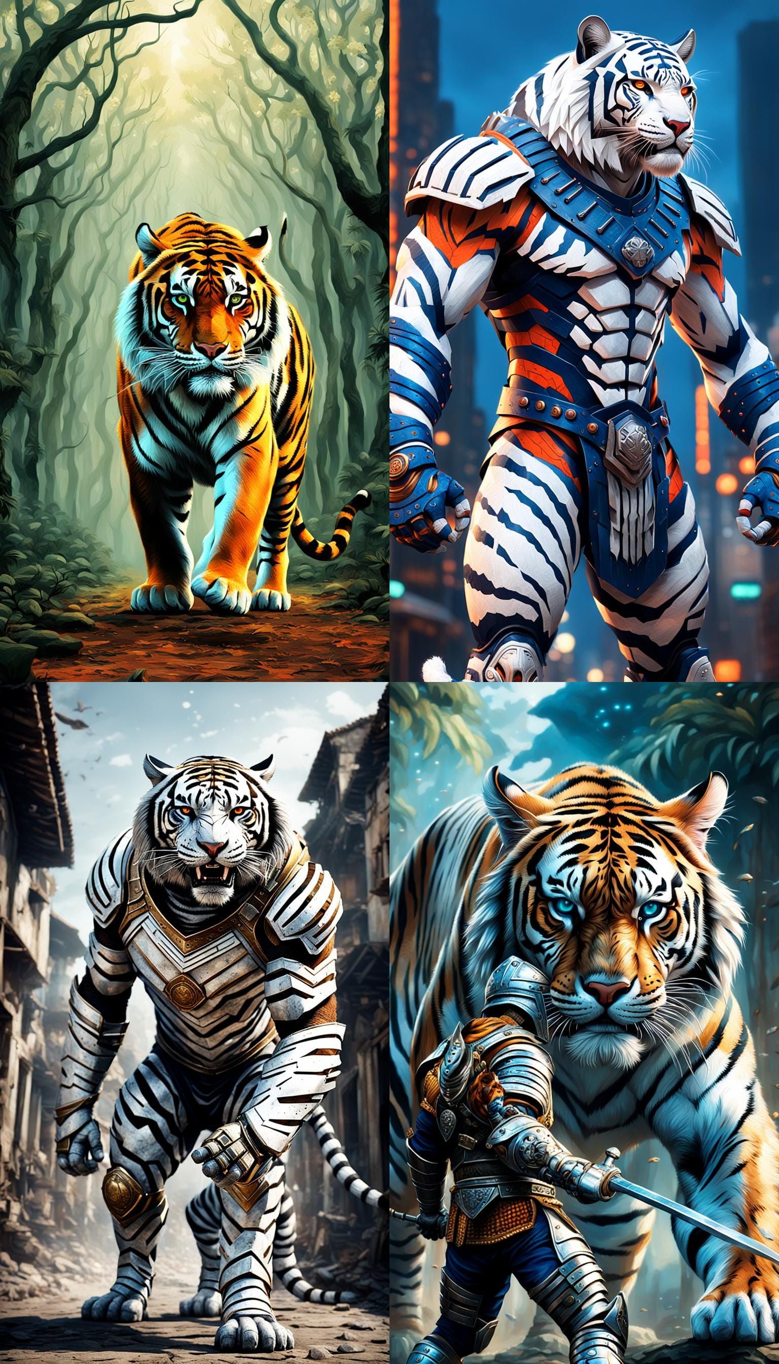 Hybrid White Tiger Spartan Warrior Creature
