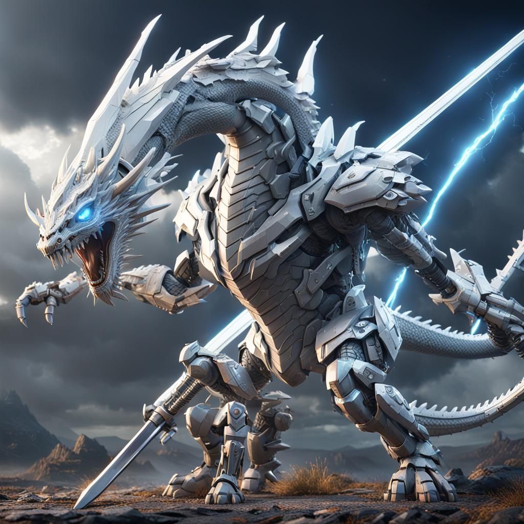 Epic Sci-Fi Warrior and Dragon in 8K